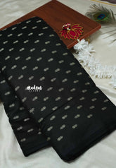 Black - Unisex Banarasi Silk Cotton small buttas Fabric – For Men's Kurta, Blouse, Kurti, A-Line Frocks